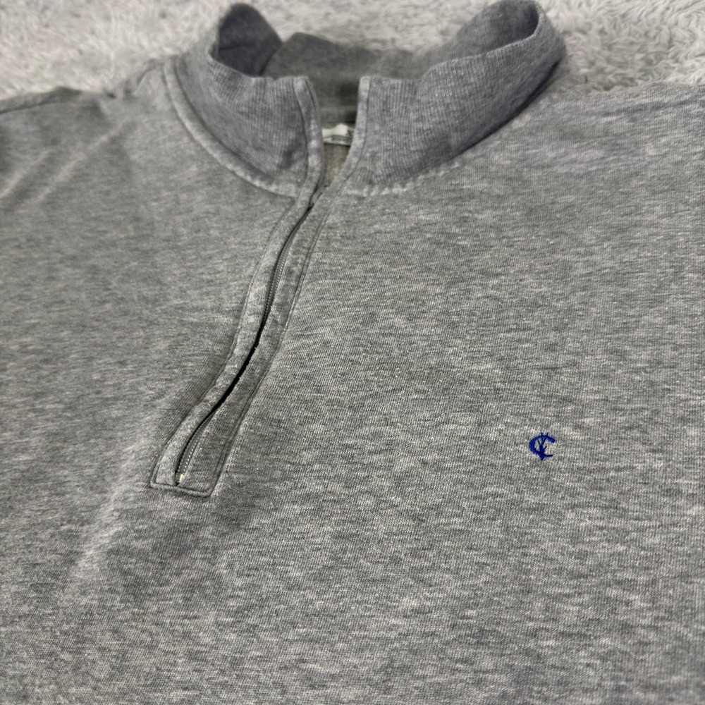 Criquet Mens XXL Quarter Zip Sweatshirt Heather Gray Pullover Mock Neck Logo - Picture 4 of 9